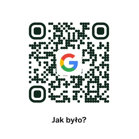 Podgląd naklejki Mała 40 mm: biały kwadrat z kodem QR i napisem „Jak było?”